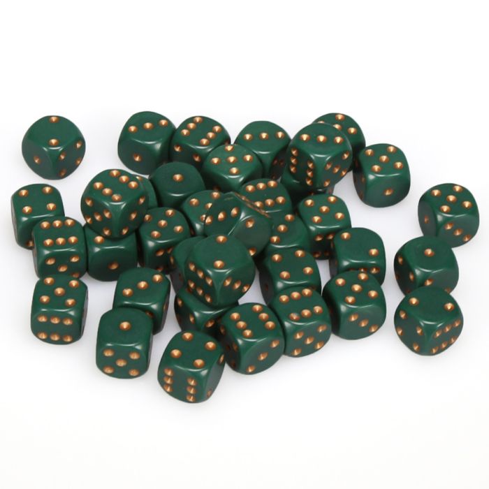 Chessex 12MM D6 Dice - Opaque - Dusty Green/Copper