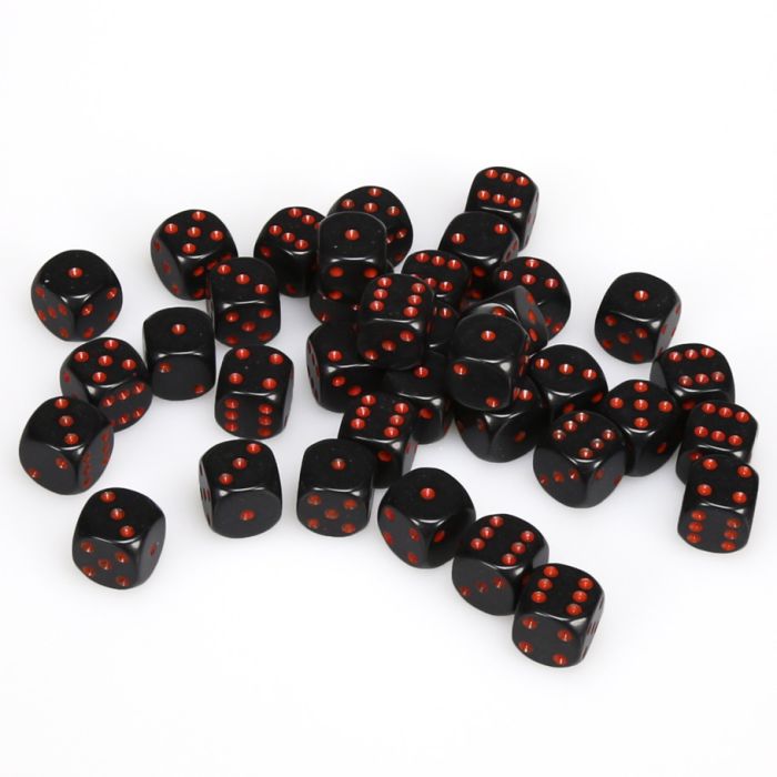 Chessex 12MM D6 Dice - Opaque - Black/Red