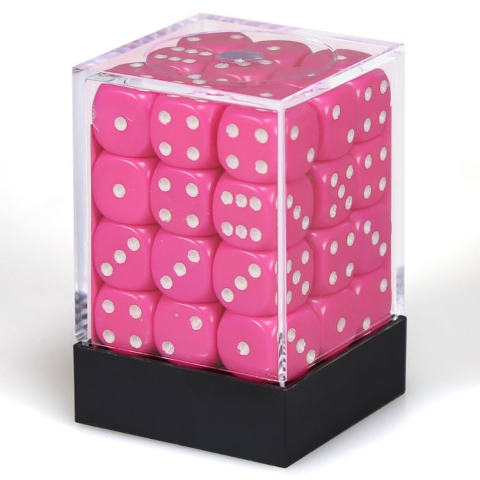 Chessex 12MM D6 Dice - Opaque - Pink/White