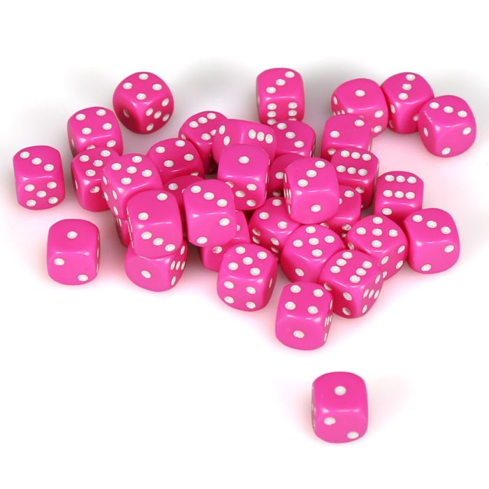 Chessex 12MM D6 Dice - Opaque - Pink/White