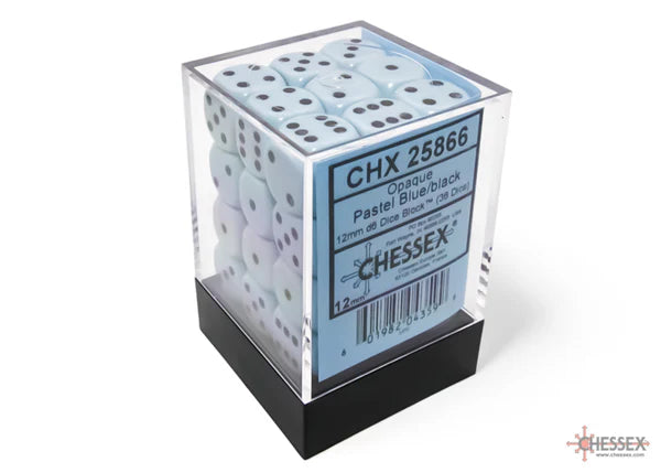 Chessex 12MM D6 Dice - Opaque - Pastel Blue/Black