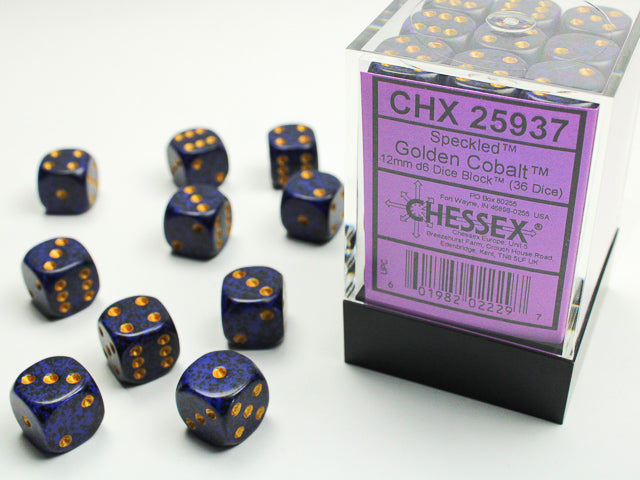 Chessex 12MM D6 Dice - Speckled - Golden Cobalt