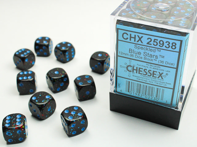 Chessex 12MM D6 Dice - Speckled - Blue Stars