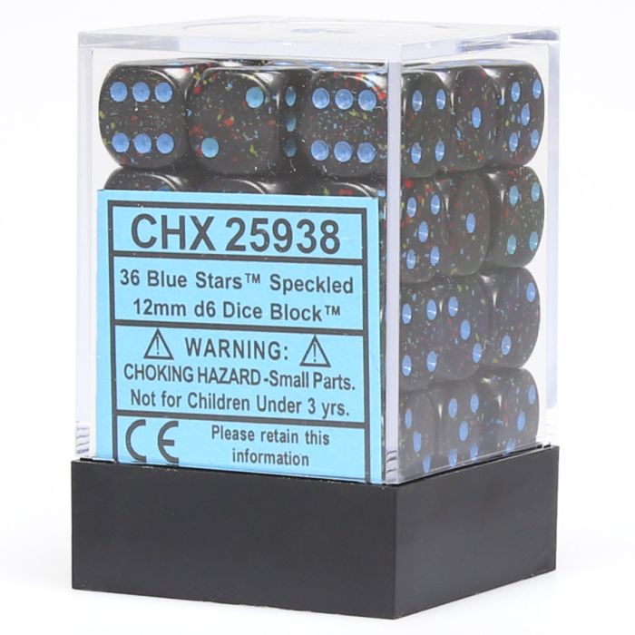 Chessex 12MM D6 Dice - Speckled - Blue Stars