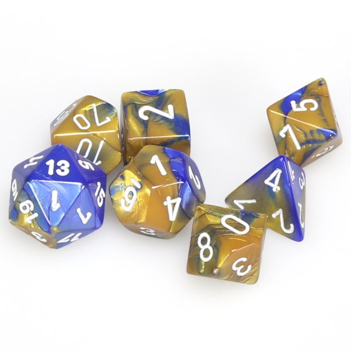 Chessex 7-Die Set - Gemini - Blue-Gold/White