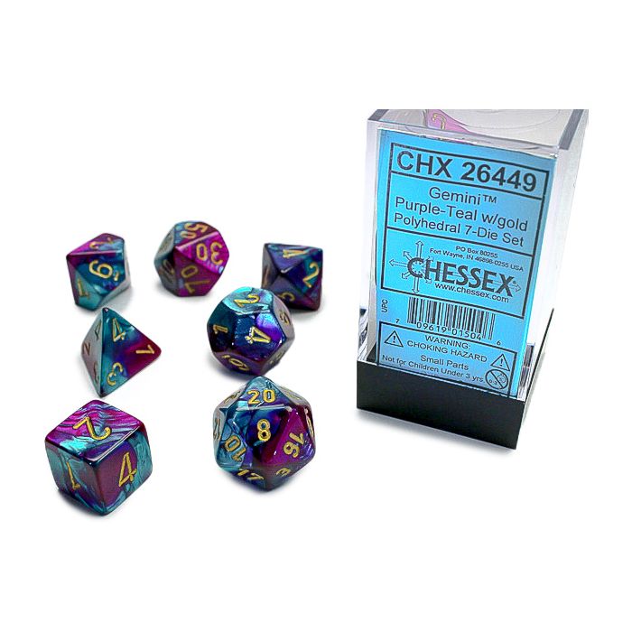 Chessex 7-Die Set - Gemini - Purple-Teal/Gold