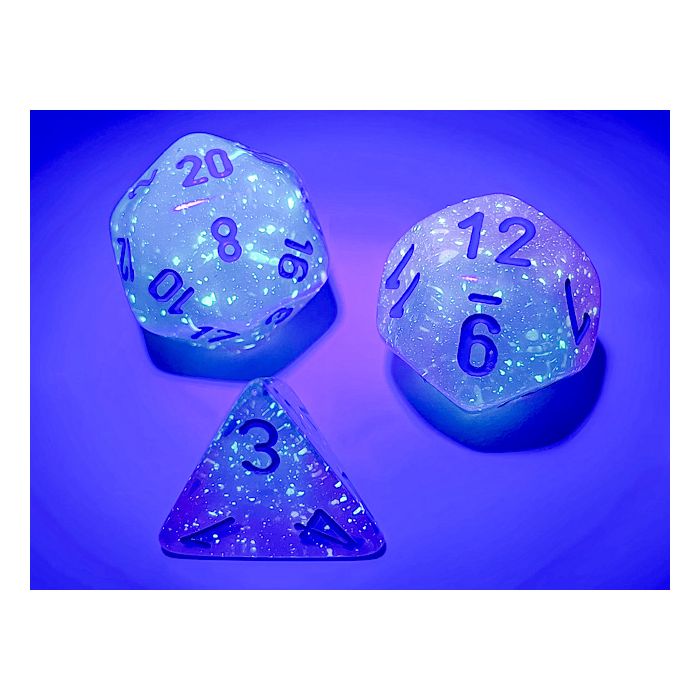 Chessex 7-Die Set - Gemini Luminary - Gel Green-Pink/Blue