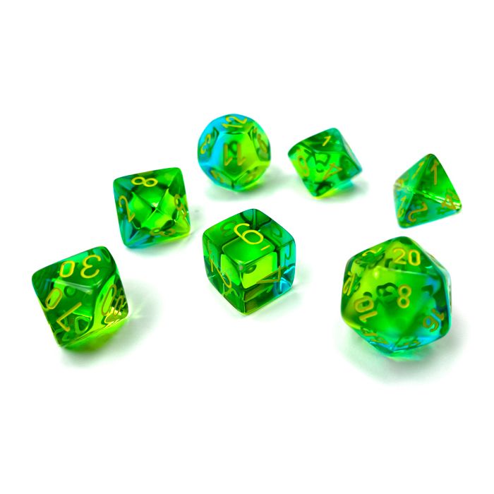 Chessex 7-Die Set - Gemini Translucent - Green-Teal/Yellow