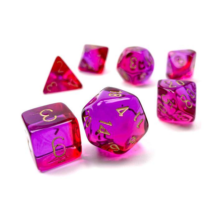 Chessex 7-Die Set - Gemini Translucent - Red-Violet/Gold