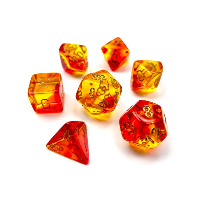 Chessex 7-Die Set - Gemini Translucent - Red-Yellow/Gold