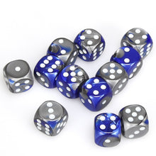 Chessex 16mm D6 Dice - Gemini - Blue-Steel/White