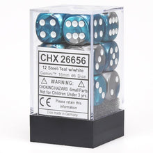 Chessex 16MM D6 Dice - Gemini  - Steel-Teal/White