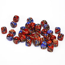 Chessex 12MM D6 Dice - Gemini - Blue-Red/Gold