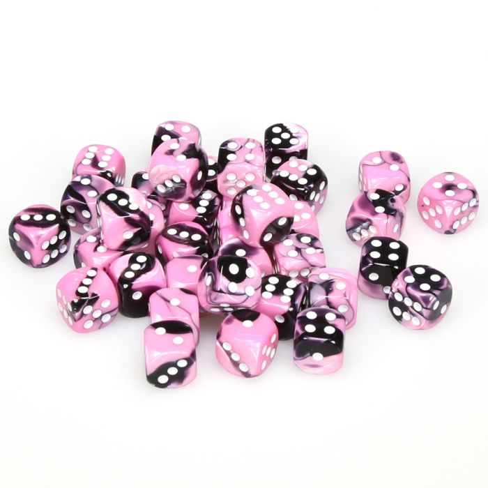 Chessex 12mm D6 Dice - Gemini - Black-Pink/White