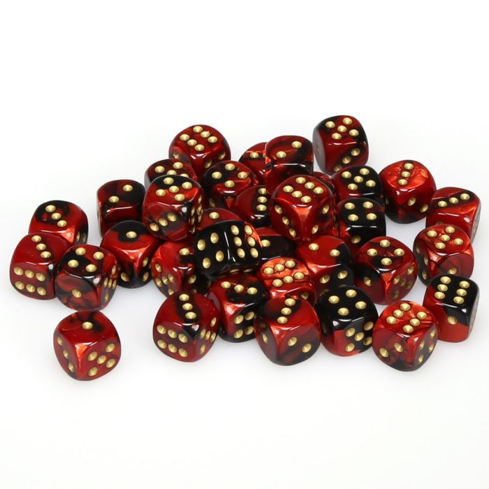 Chessex 12mm D6 Dice - Gemini - Black-Red/Gold