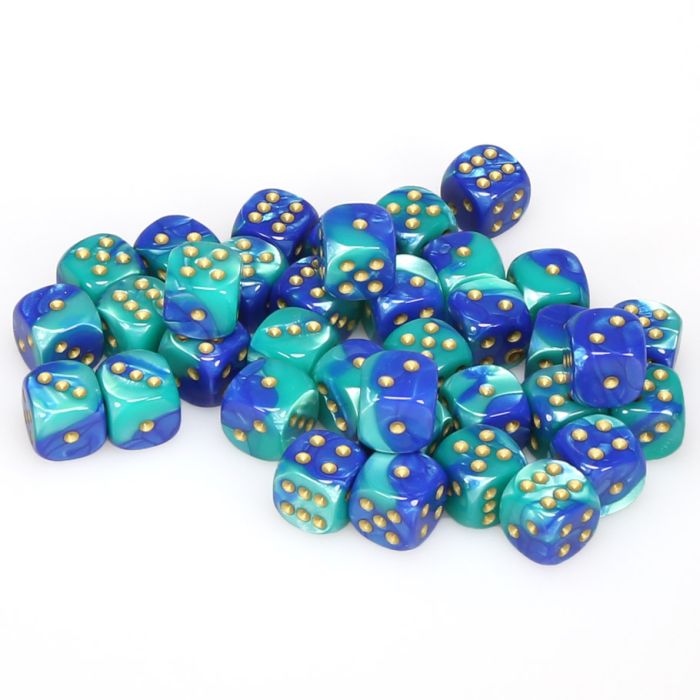 Chessex 12mm D6 Dice - Gemini - Blue-Teal/Gold