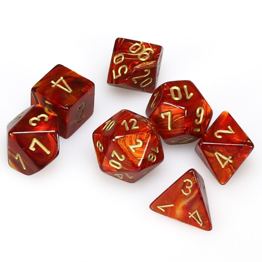 Chessex 7-Die Set - Scarab - Scarlet/Gold