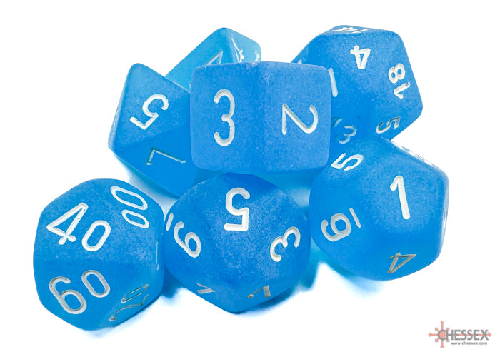 Chessex 7-Die set - Frosted - Blue/White