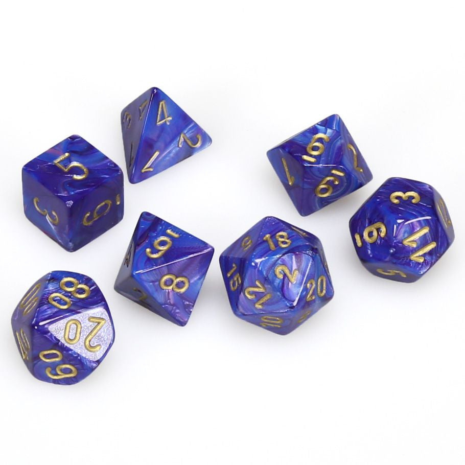 Chessex 7-Die Set - Lustrous - Purple/Gold