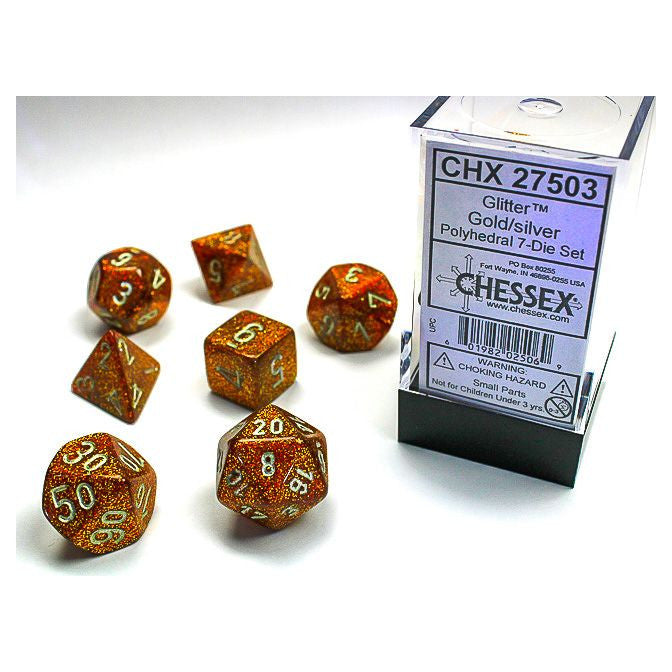 Chessex 7-Die Set - Glitter - Gold/Silver