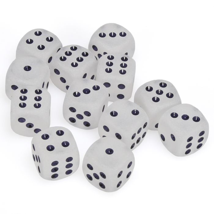 Chessex 16MM D6 Dice - Frosted - Clear/Black