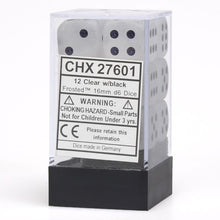 Chessex 16MM D6 Dice - Frosted - Clear/Black