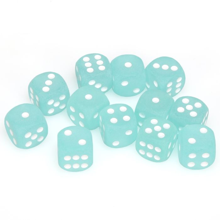 Chessex 16MM D6 Dice - Frosted - Teal/White