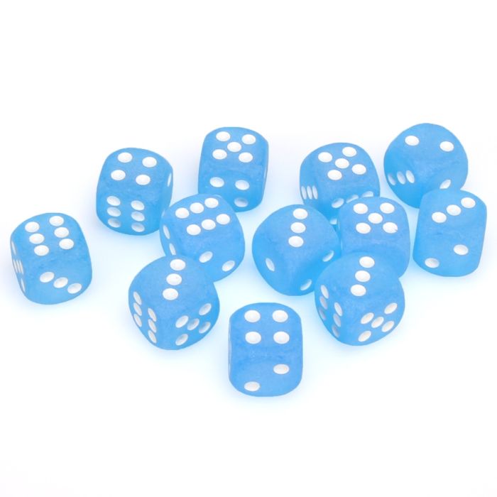 Chessex 16MM D6 Dice - Frosted - Caribbean Blue/White