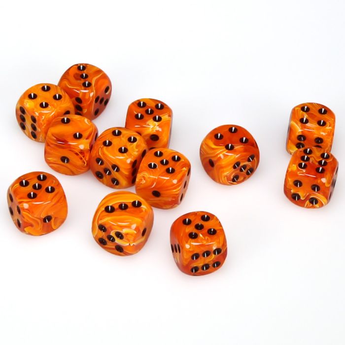 Chessex 16MM D6 Dice - Vortex - Orange/Black