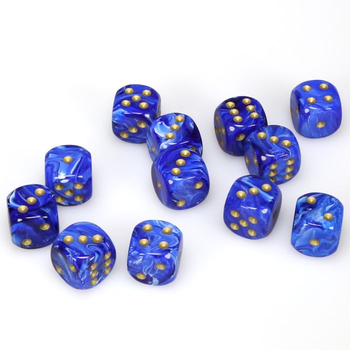 Chessex 16MM D6 Dice - Vortex - Blue/Gold