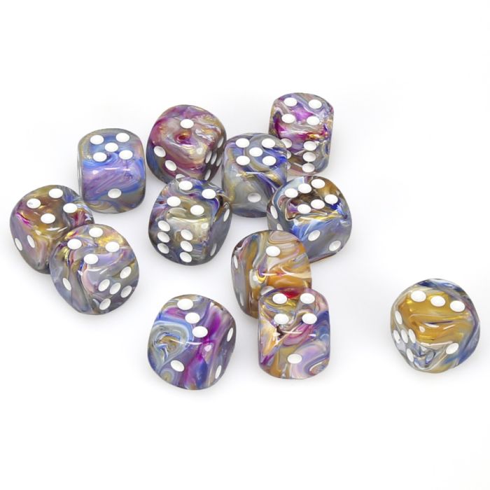 Chessex 16MM D6 Dice - Festive - Carousel/White