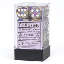 Chessex 16MM D6 Dice - Festive - Carousel/White