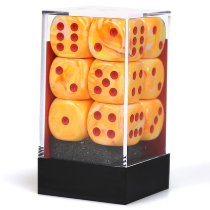 Chessex 16MM D6 Dice - Festive - Sunburst/Red