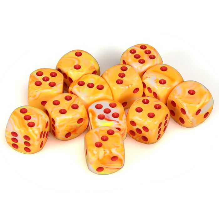 Chessex 16MM D6 Dice - Festive - Sunburst/Red