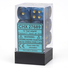Chessex 16MM D6 Dice - Phantom - Teal/Gold