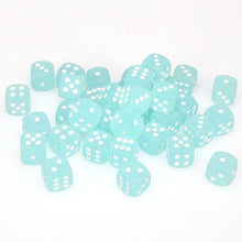 Chessex 12MM D6 Dice - Frosted - Teal/White