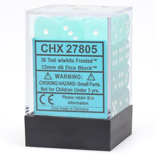 Chessex 12MM D6 Dice - Frosted - Teal/White