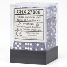 Chessex 12MM D6 Dice - Nebula - Black/White