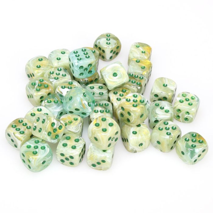 Chessex 12MM D6 Dice - Marble - Green/Dark Green