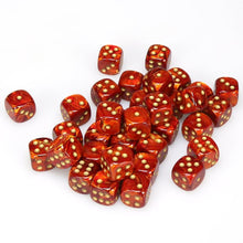 Chessex 12MM D6 Dice - Scarab - Scarlet/Gold