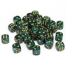 Chessex 12MM D6 Dice - Scarab - Jade/Gold