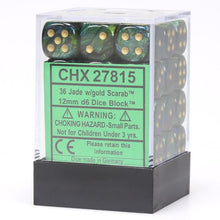 Chessex 12MM D6 Dice - Scarab - Jade/Gold