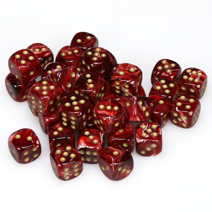 Chessex 12MM D6 Dice - Vortex - Burgundy/Gold