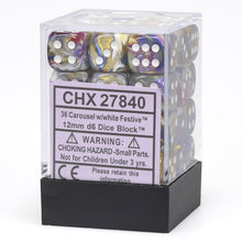 Chessex 12MM D6 Dice - Festive - Carousel/White