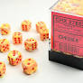 d6 Cube 12mm Festive Sunburst with Red (36)