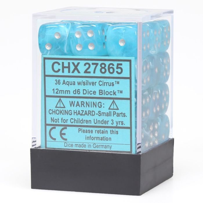 Chessex 12MM Dice Cirrus - Aqua/Silver