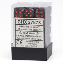 Chessex 12MM D6 Dice - Velvet - Black/Red
