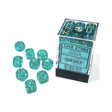Chessex D6 Cube 12MM - Borealis Luminary - Teal/Gold