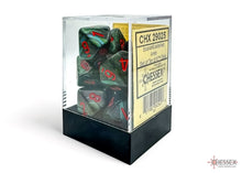 Chessex 10-Die D10 Set - Ankh Scarab - Jade/Red