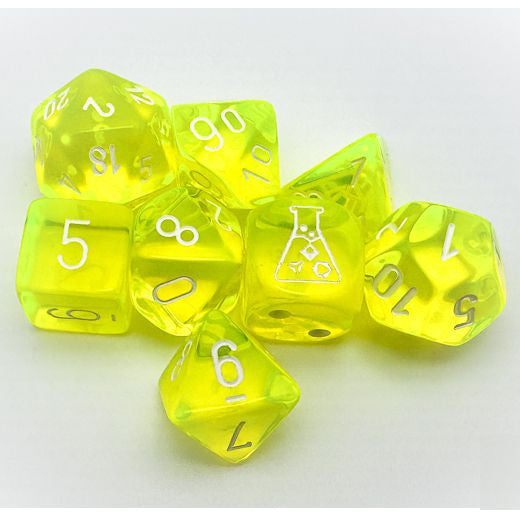 Chessex 7-Die Set - Translucent - Neon Yellow/White